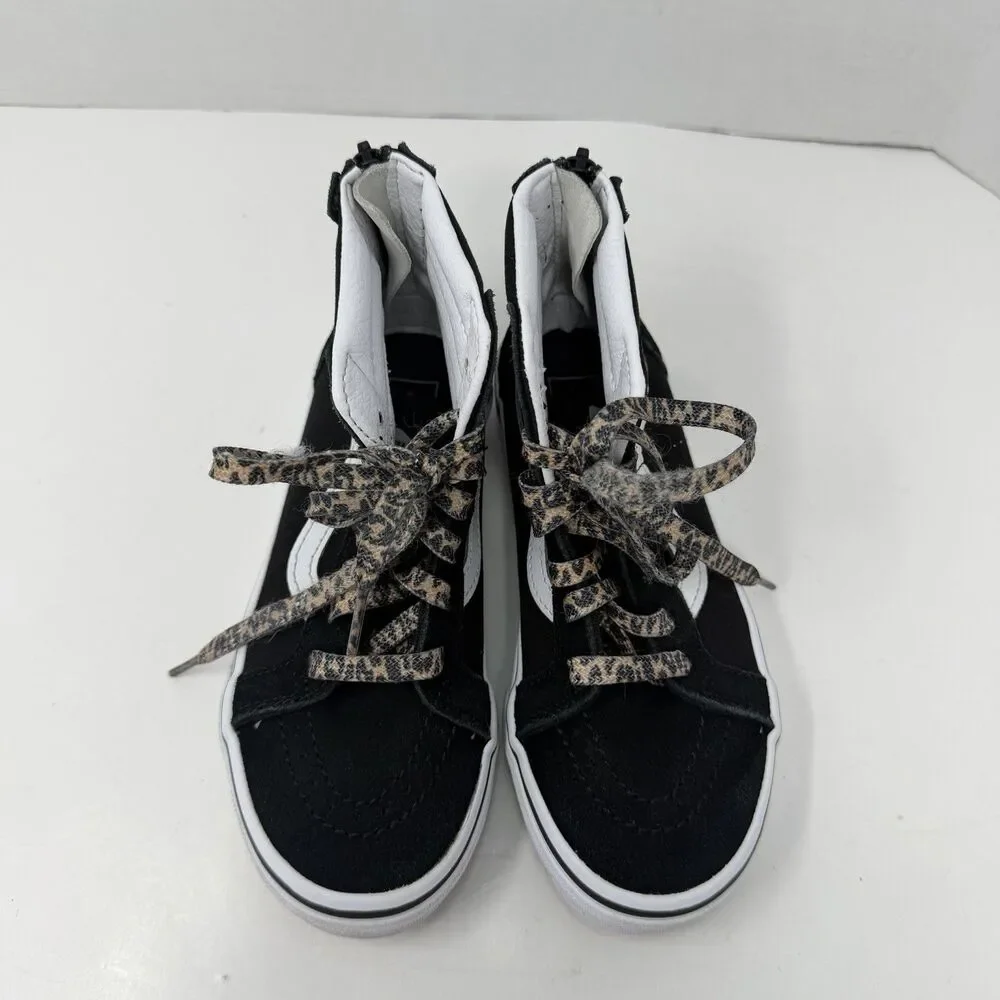 VANS High Top Off The Wall Zip Heel Cheetah Heart Kids Size 2.0 Skate